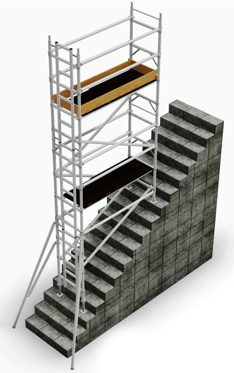 stair+access+tower,+euro+towers,+stairwell,+euro+towers,+stairway,+mobile+aluminium+scaffold,+scaffolding+tower Aluminum Tower on Stair Case